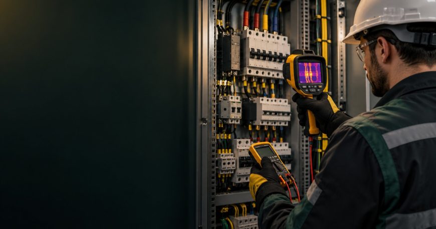 Elektrik panosunun termal kamera ve ölçüm cihazıyla kontrolü