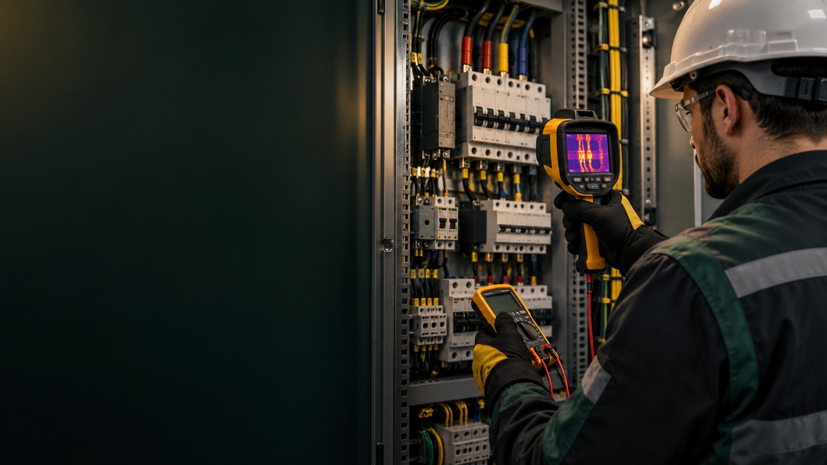 Elektrik panosunun termal kamera ve ölçüm cihazıyla kontrolü